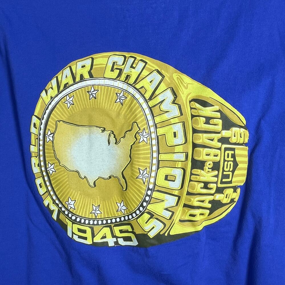 Rowdy Gentleman Pocket Tee Mens‎ XL Blue 1945 World War Champion Short Sleeves